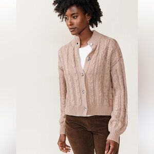 Able Ruth Cable Knit Cropped Cardigan brown women’s small